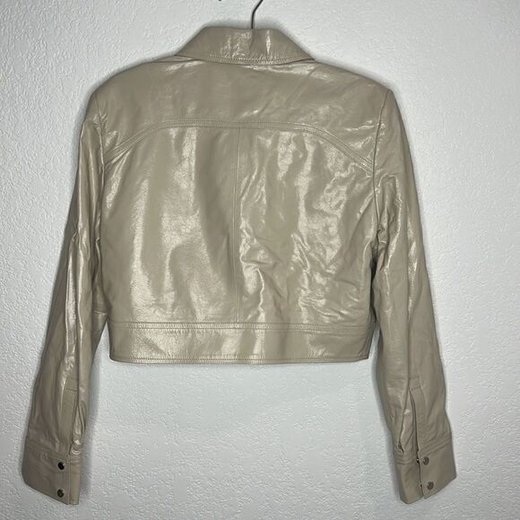 NWT IRO Devta Patent Leather Jacket Sand Size 40/ US 8 - Picture 6 of 15